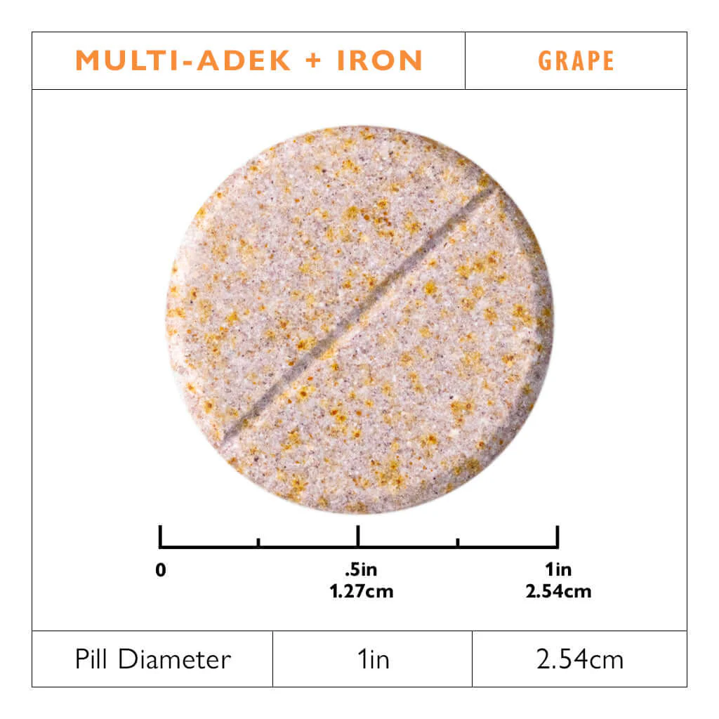 Multi-ADEK Vitamin mit 60mg Eisen, Kautabletten, Grape - Image 3
